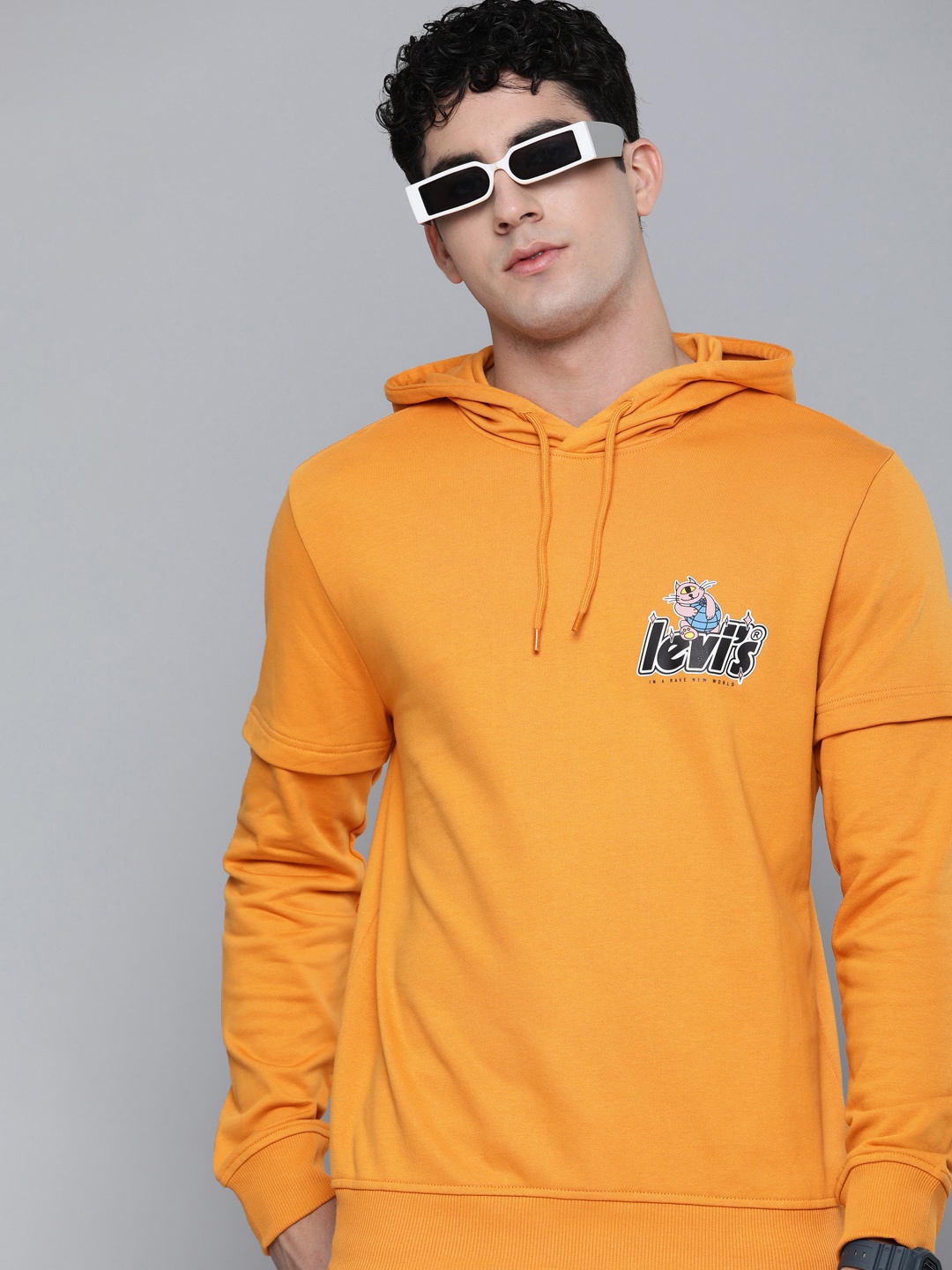 

Levis Graphic Printed Pure Cotton Hooded Sweatshirt, Orange