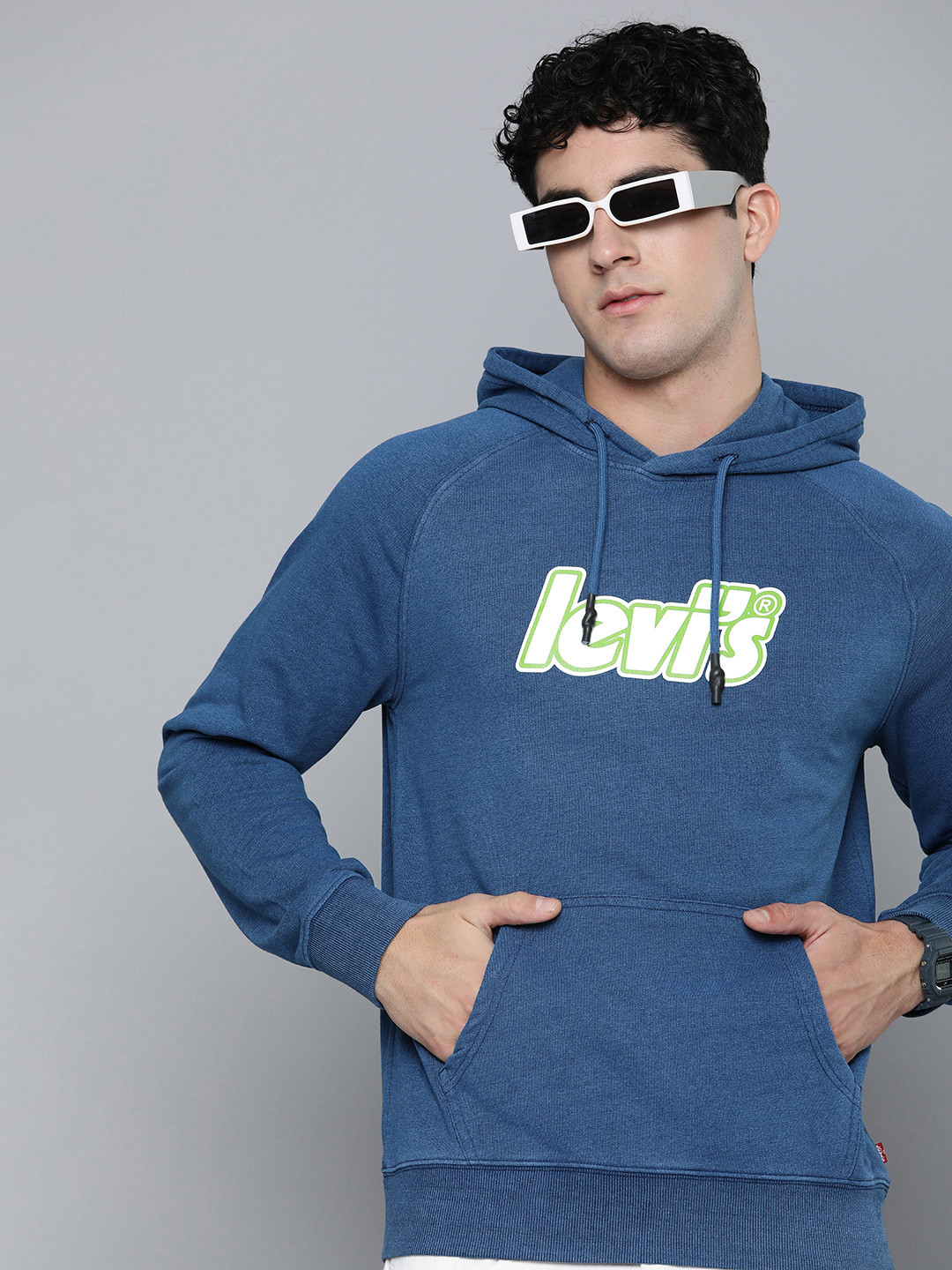 

Levis Men Printed Hooded Sweatshirt, Blue