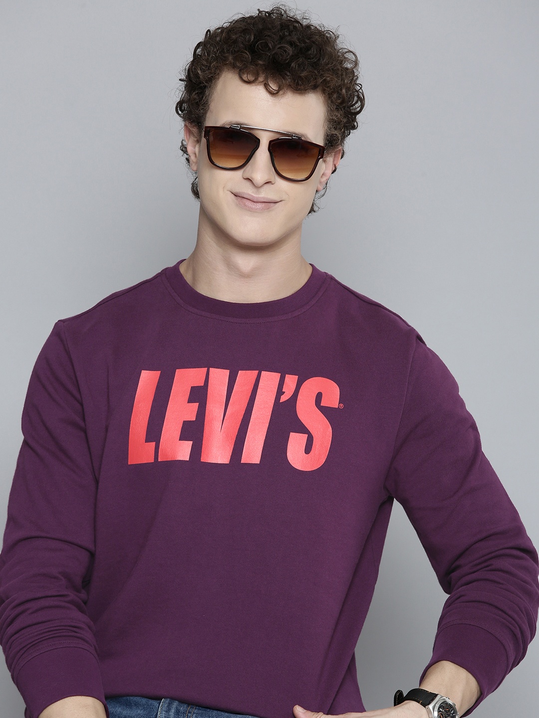 

Levis Pure Cotton Printed Sweatshirt, Purple