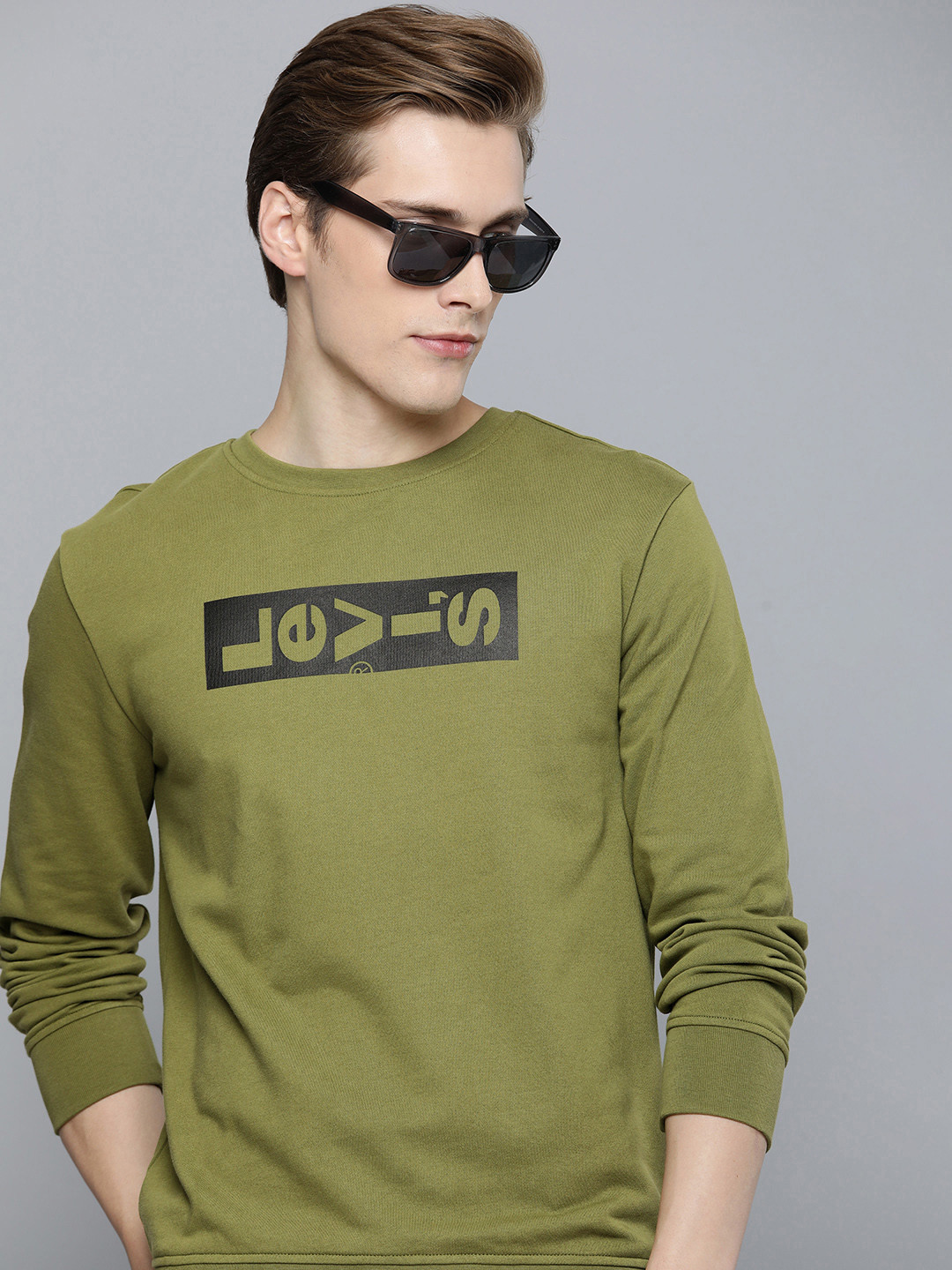 

Levis Men Printed Hooded Sweatshirt, Olive