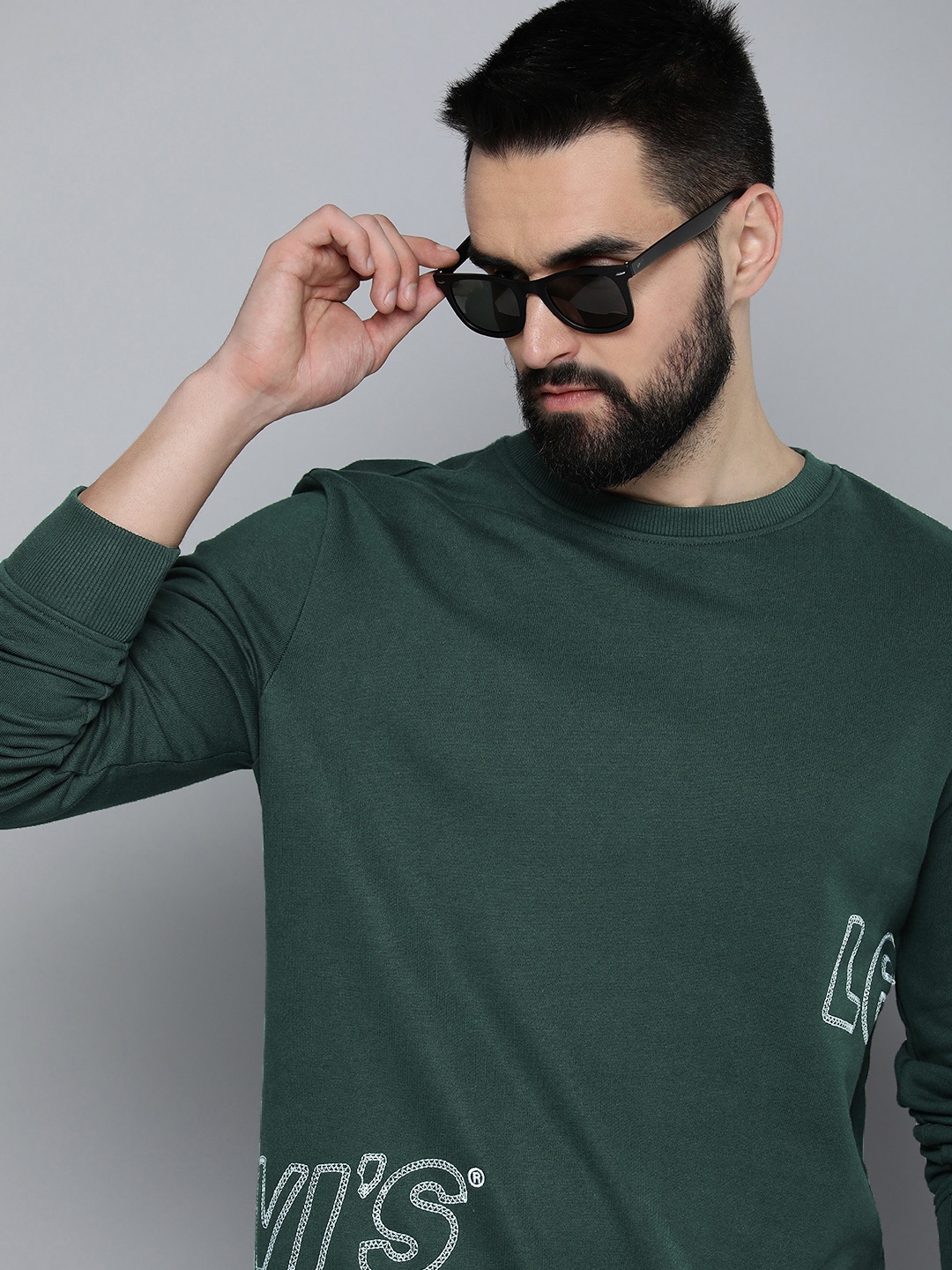 

Levis Embroidered Detail Round Neck Pure Cotton Sweatshirt, Green