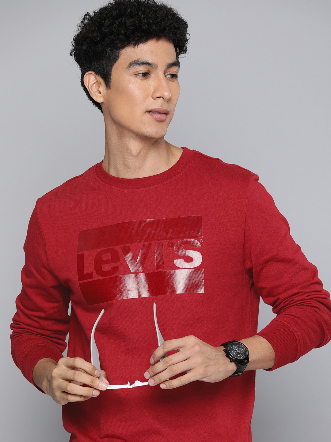 

Levis Pure Cotton Brand Logo Printed Casual Sweatshirt, Red