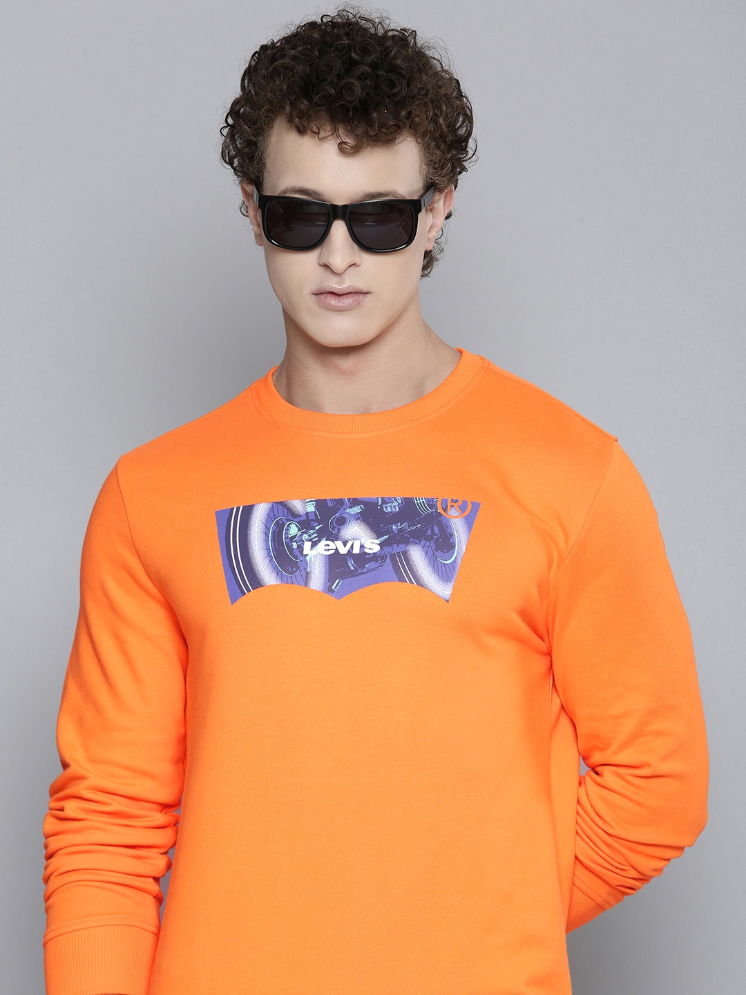 Levis Pure Cotton Brand Logo Printed Sweatshirt, Orange