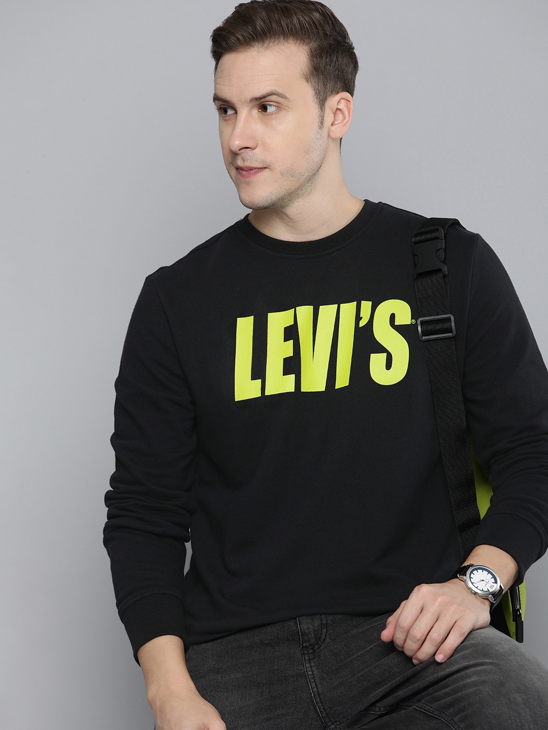 

Levis Pure Cotton Brand Logo Printed Casual Sweatshirt, Black