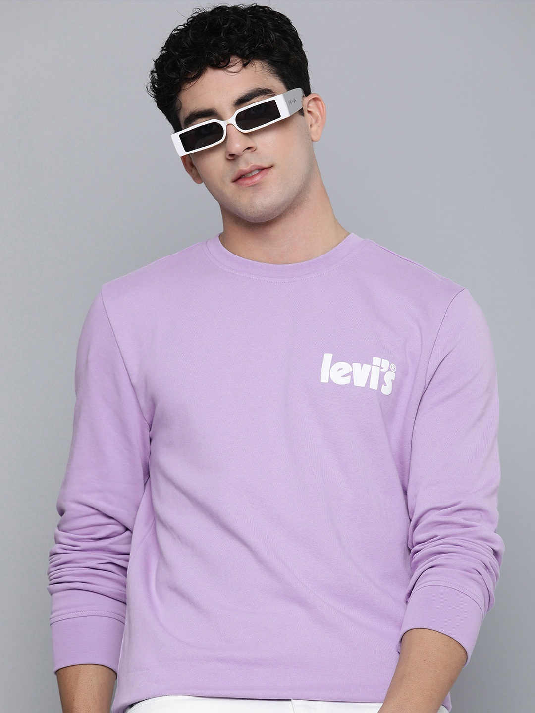

Levis Brand Logo Applique Pure Cotton Sweatshirt, Lavender
