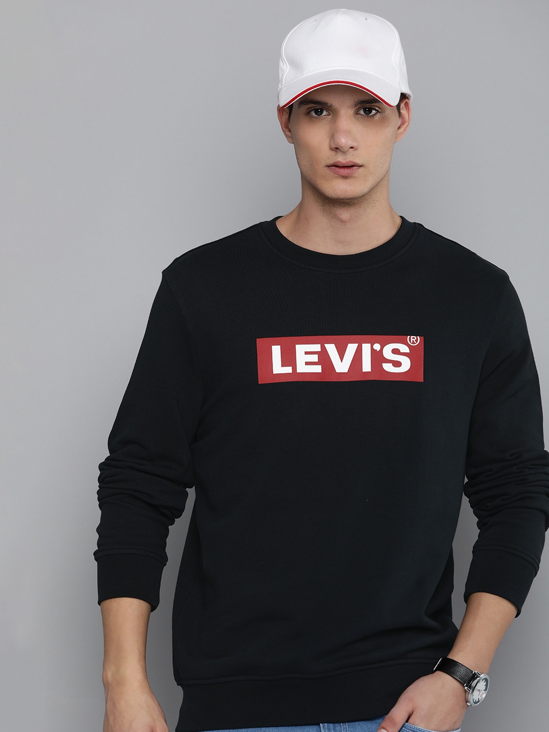 

Levis Pure Cotton Brand Logo Printed Casual Sweatshirt, Black