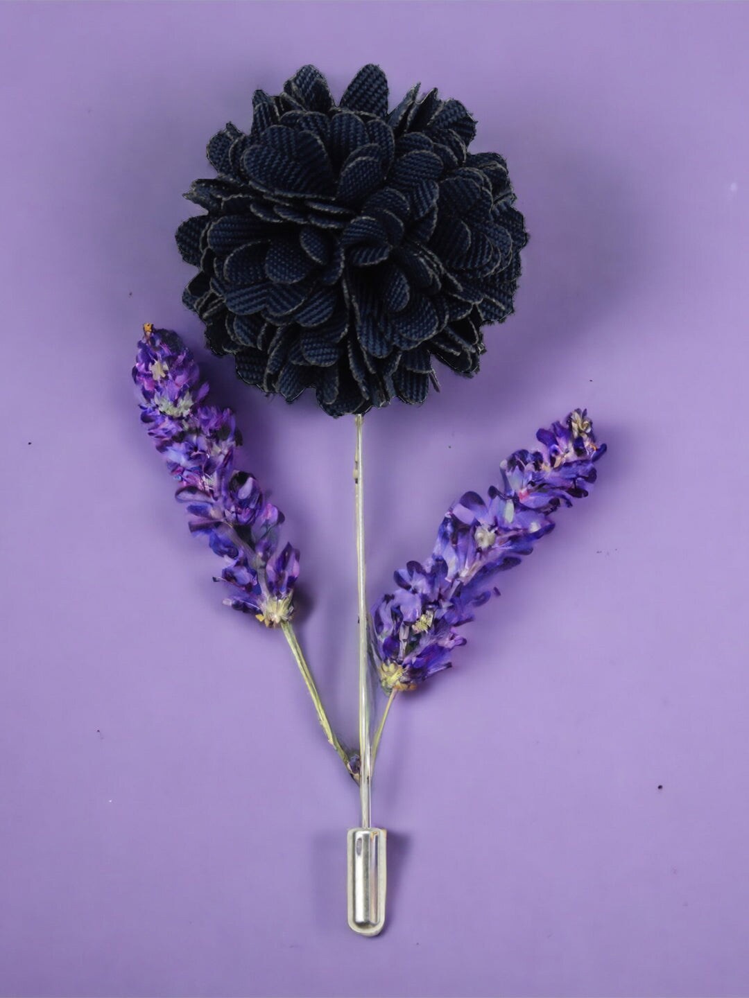 

PELUCHE Men Floral Petals Design Brooch, Navy blue