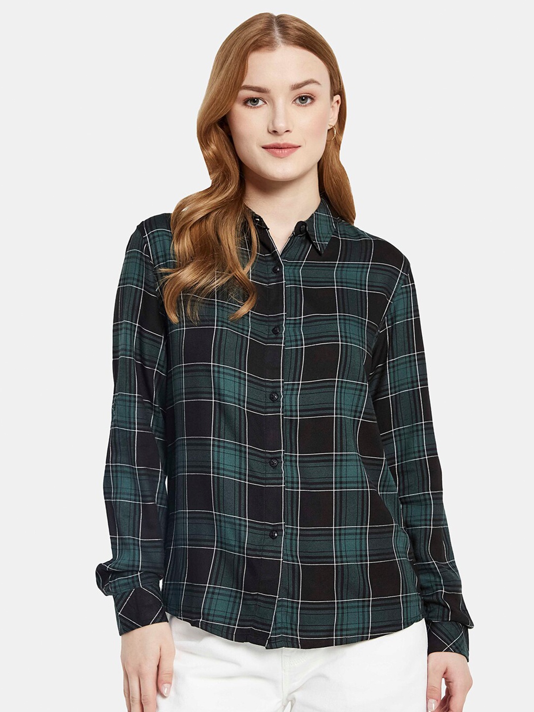 

METTLE Tartan Checked Cotton Casual Shirt, Olive