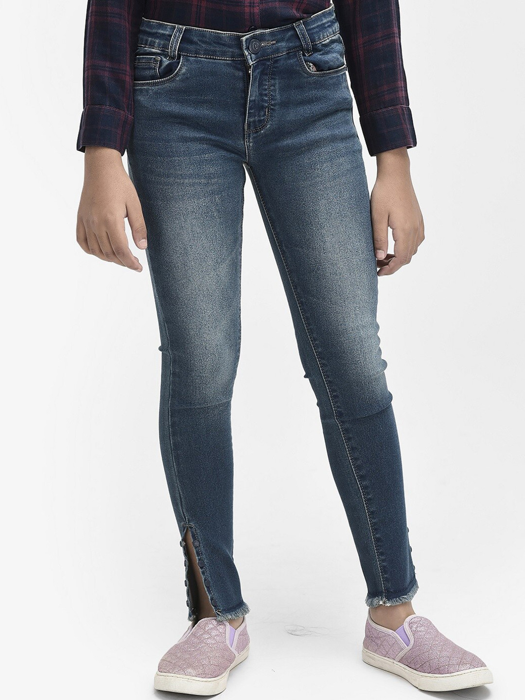 

Crimsoune Club Girls Mid-Rise Slim Fit Light Fade Jeans, Navy blue