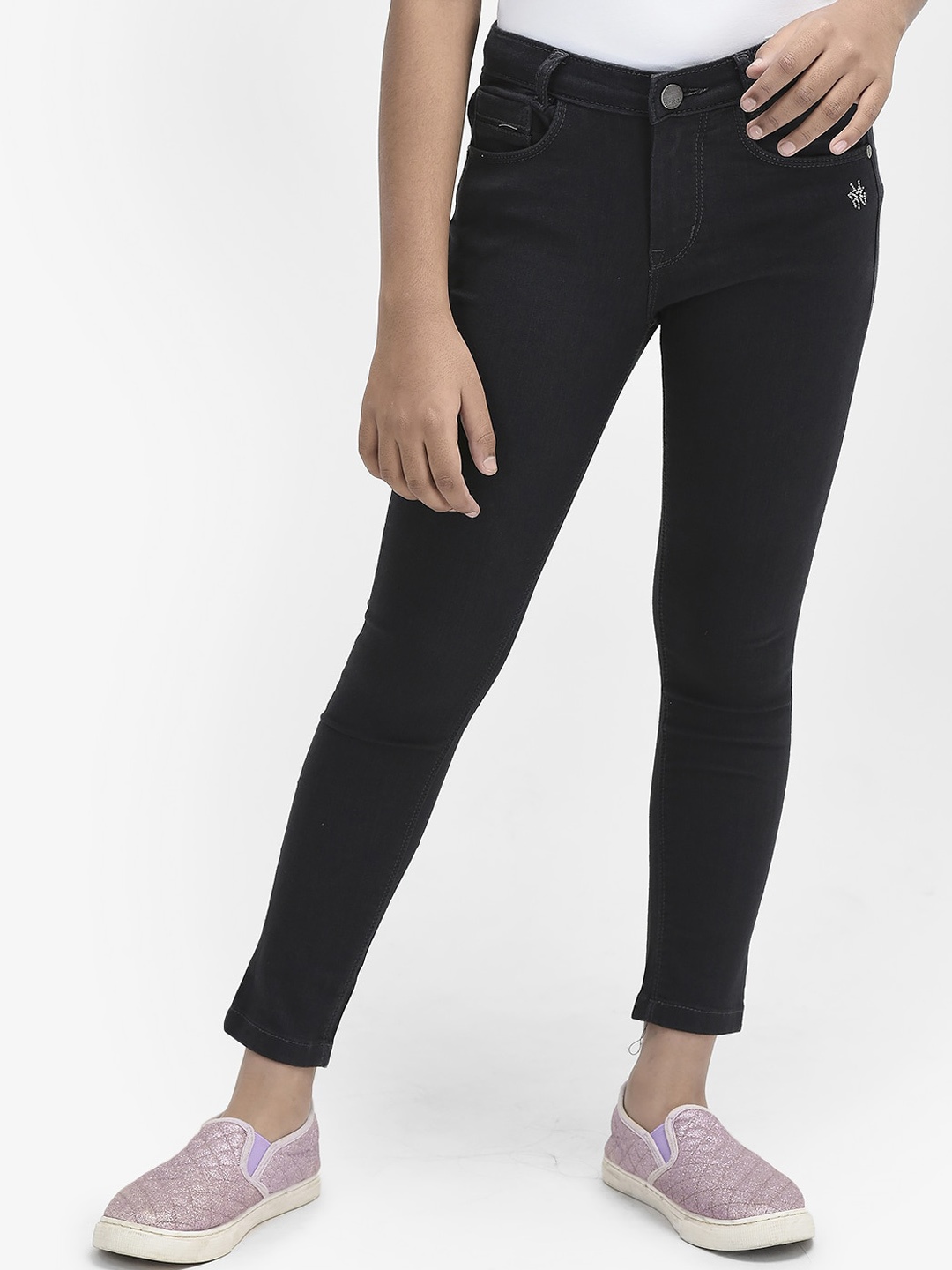 

Crimsoune Club Girls Skinny Fit Stretchable Jeans, Black