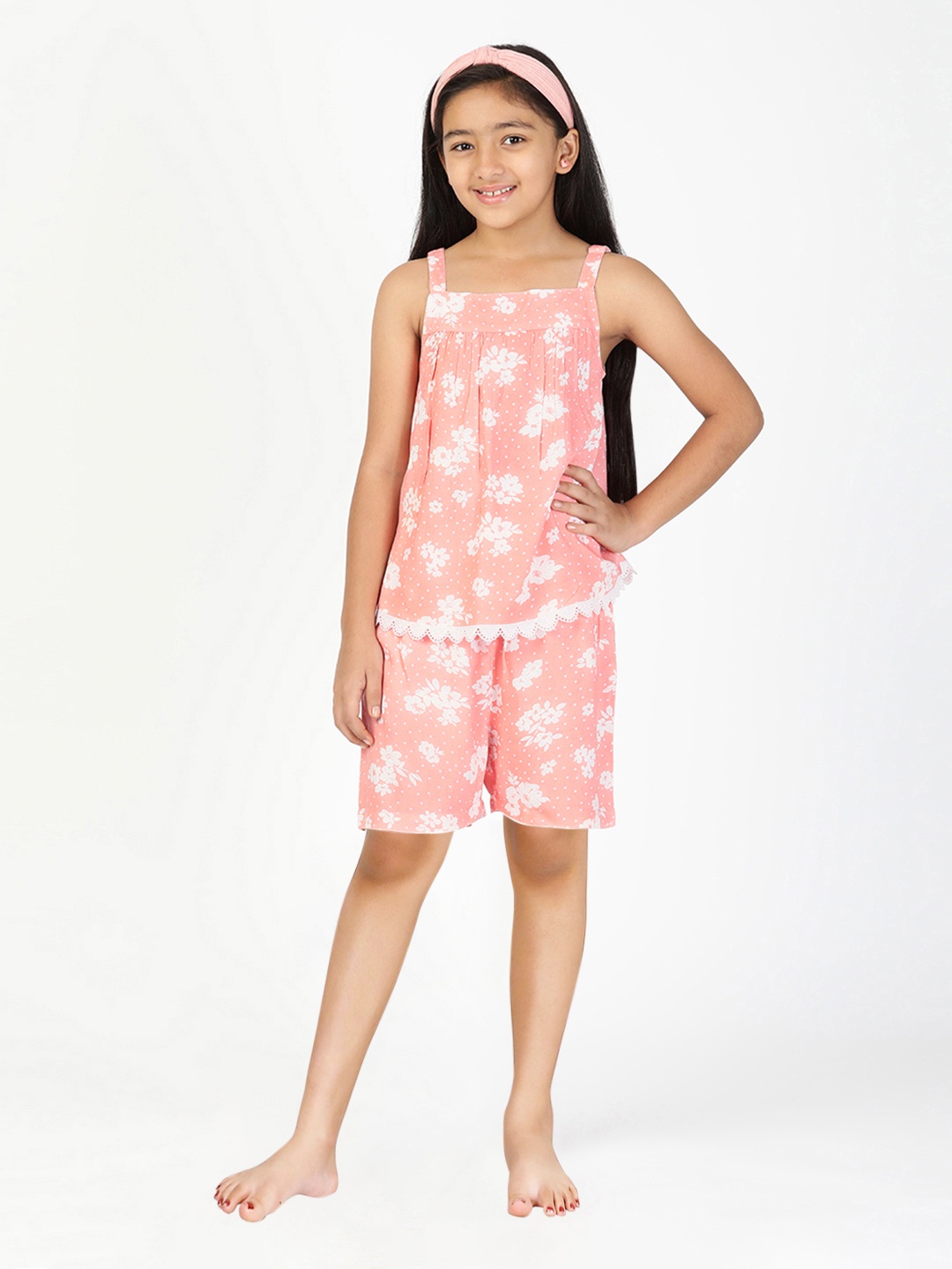 

Budding Bees Peach-Coloured Printed Night suit BB6675T