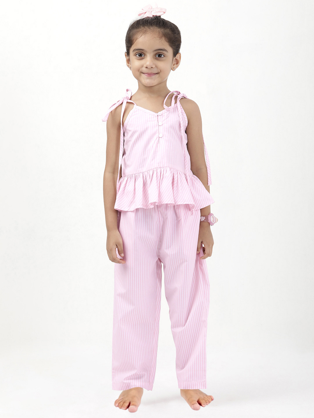

Budding Bees Pink Striped Night suit BB6682