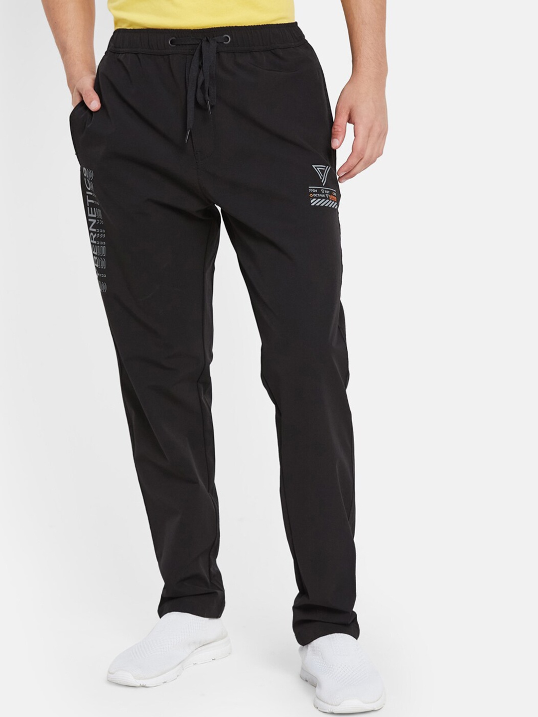 

Octave Men Logo Printed Cotton Track Pants, Black