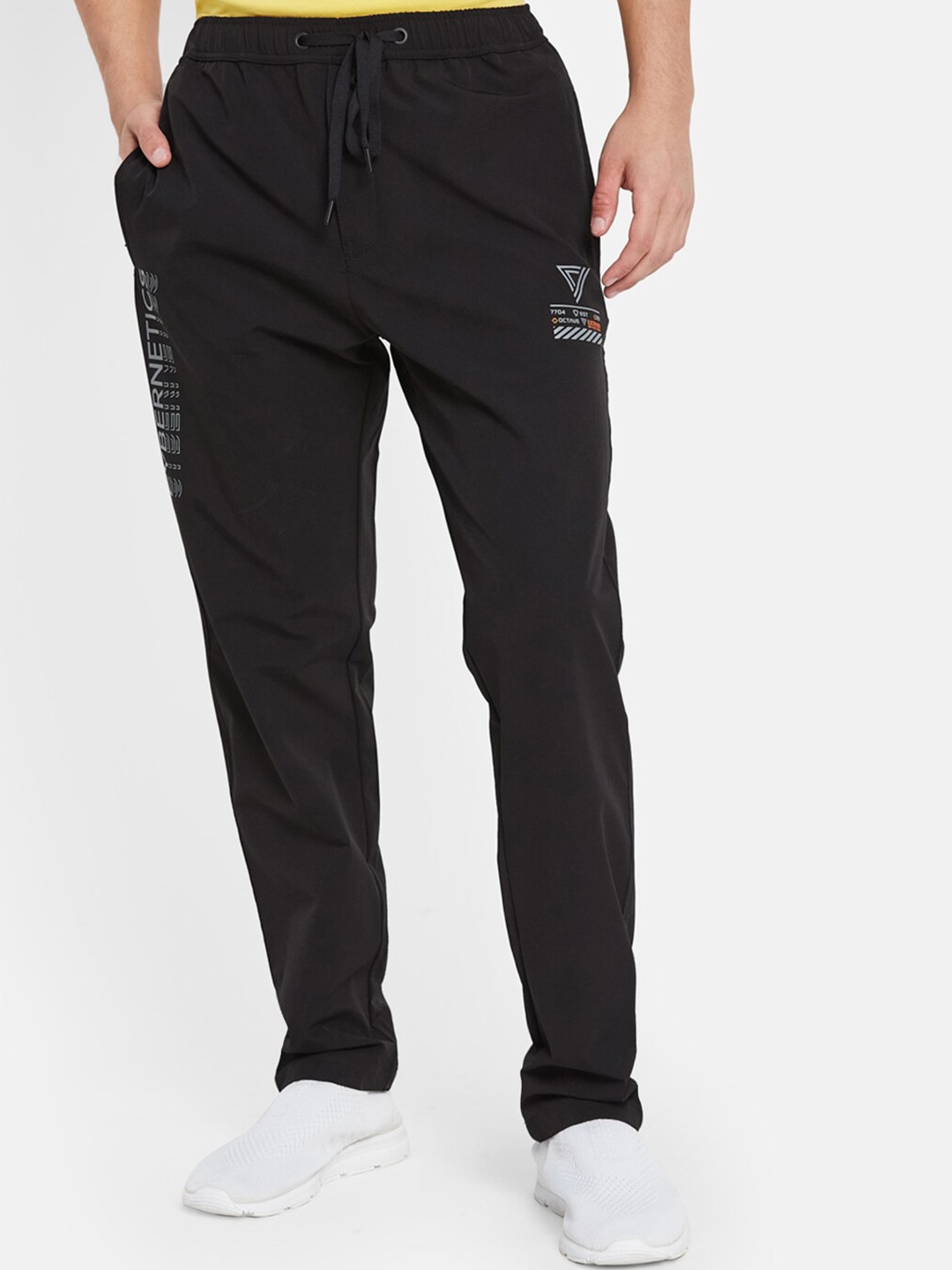 

Octave Men Logo Printed Cotton Track Pants, Black