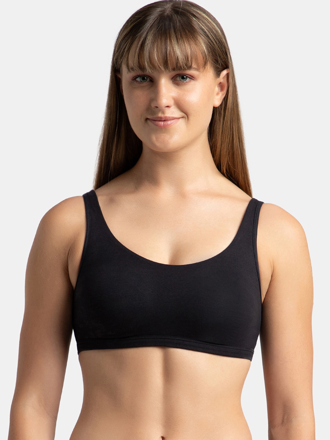 

Jockey Super Combed Cotton Stretch Slip On Bra With StayFresh Treatment-1550, Black