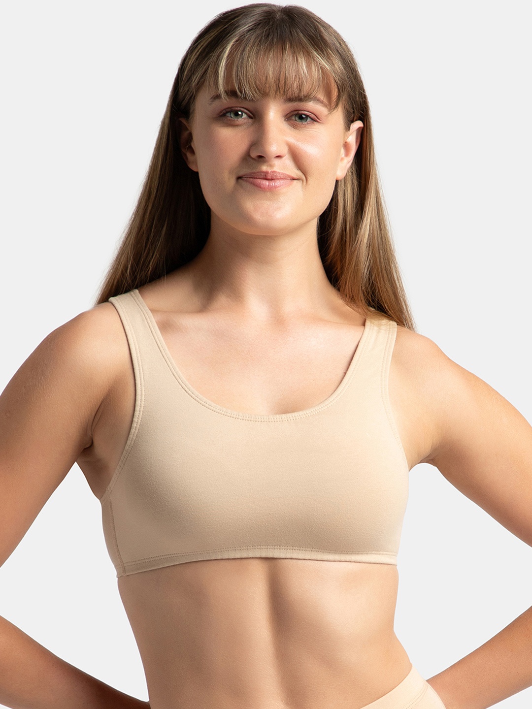 

Jockey Super Combed Cotton Stretch Slip On Bra With StayFresh Treatment-1582, Beige