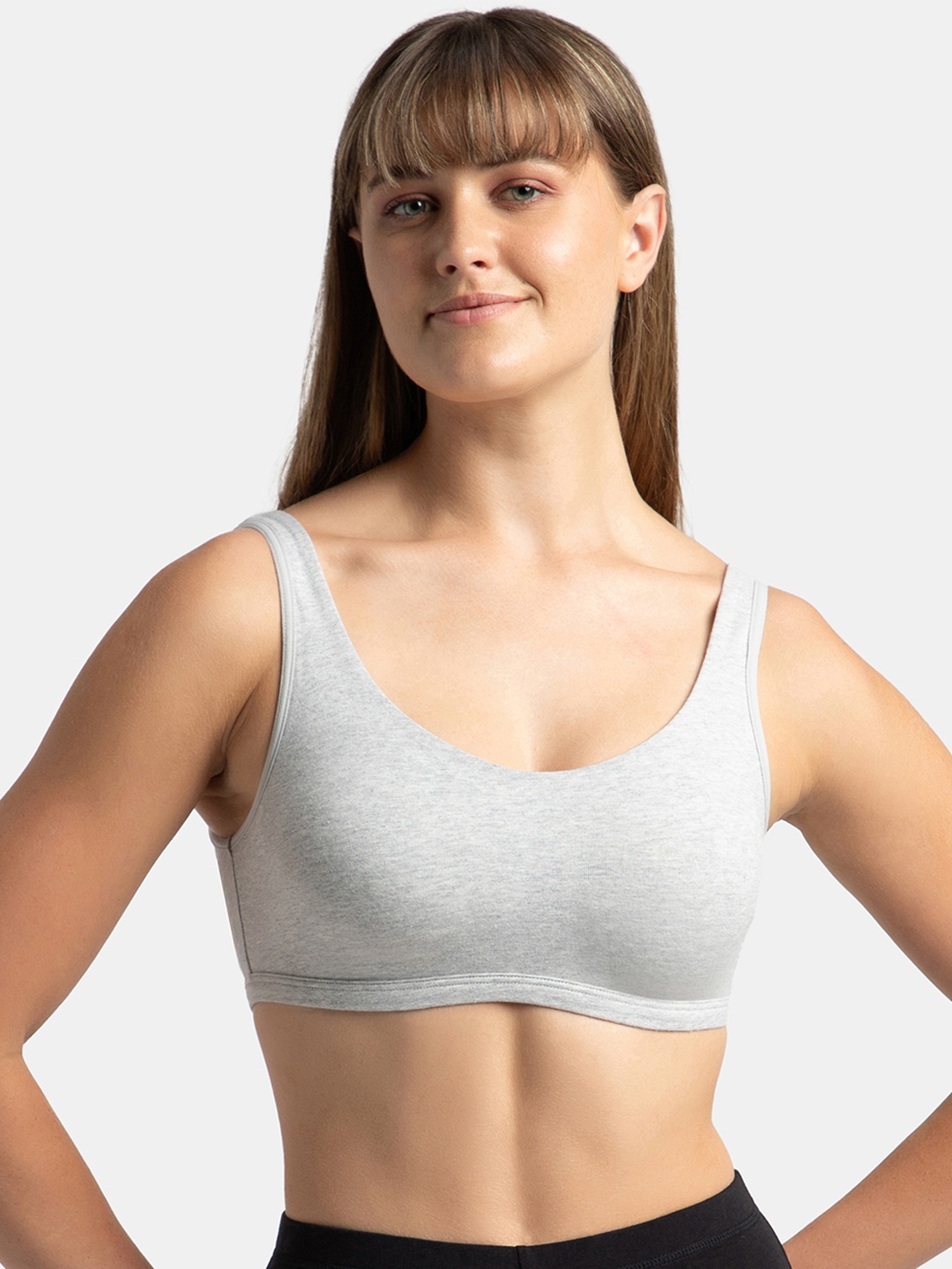 

Jockey Super Combed Cotton Stretch Slip On Bra With StayFresh Treatment-1550, Grey