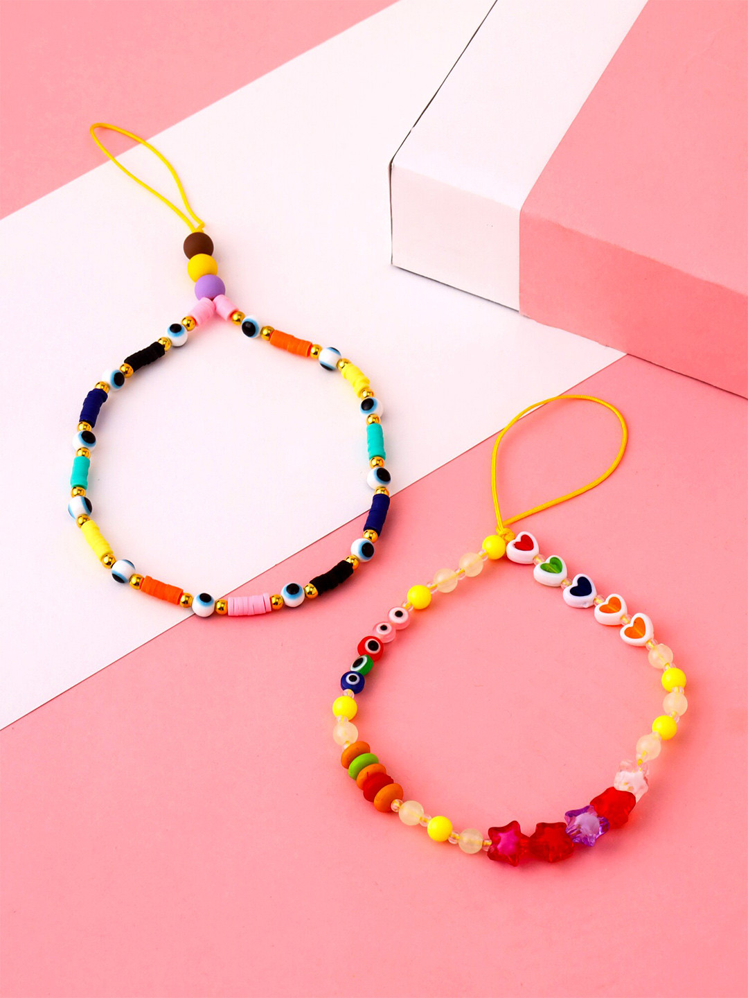 

Yellow Chimes Set Of 2 Wraparound Bracelet, Pink