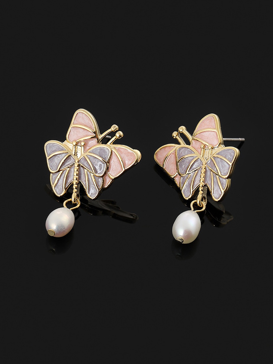 

Yellow Chimes Gold-Plated Butterfly Designed Drop Earrings