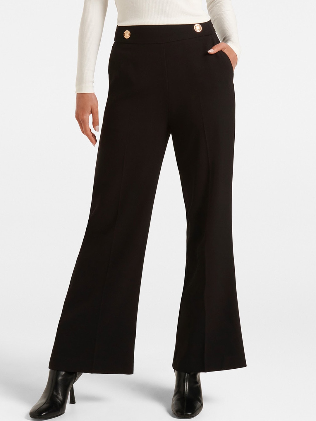 

Forever New Women High-Rise Formal Bootcut Trousers, Black