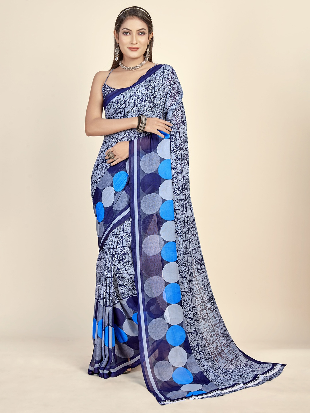 

Dori Abstract Printed Pure Georgette Saree, Blue