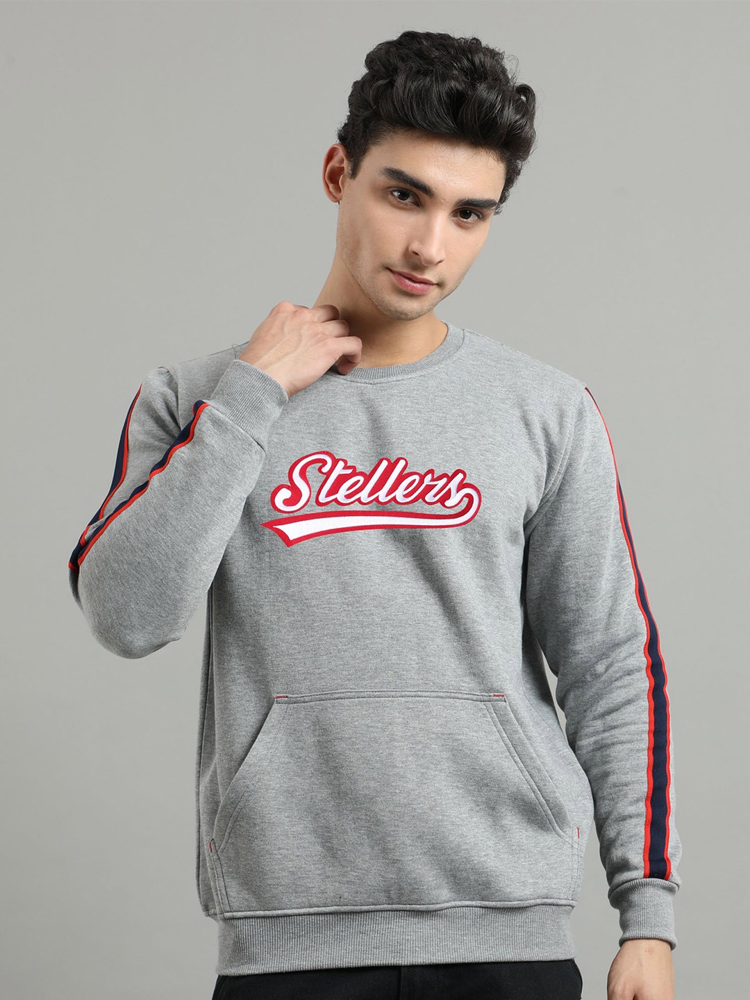 

STELLERS Typography Printed Sweatshirt, Grey melange