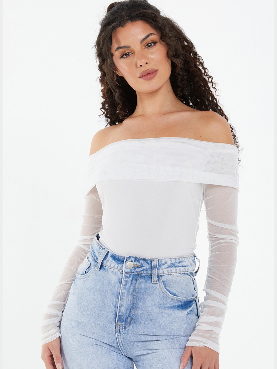 

QUIZ Off-Shoulder Bardot Top, White