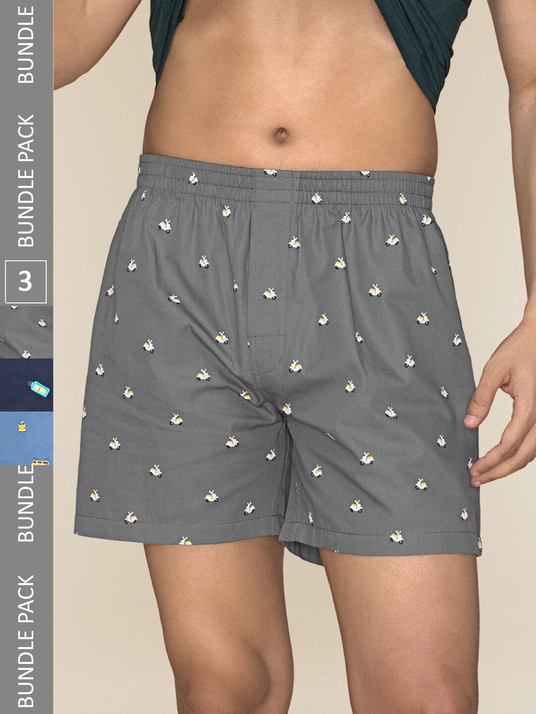 

XYXX Men Printed Pack Of 3 Combed Cotton Splash Boxer XYBOX3PCKN241, Navy blue