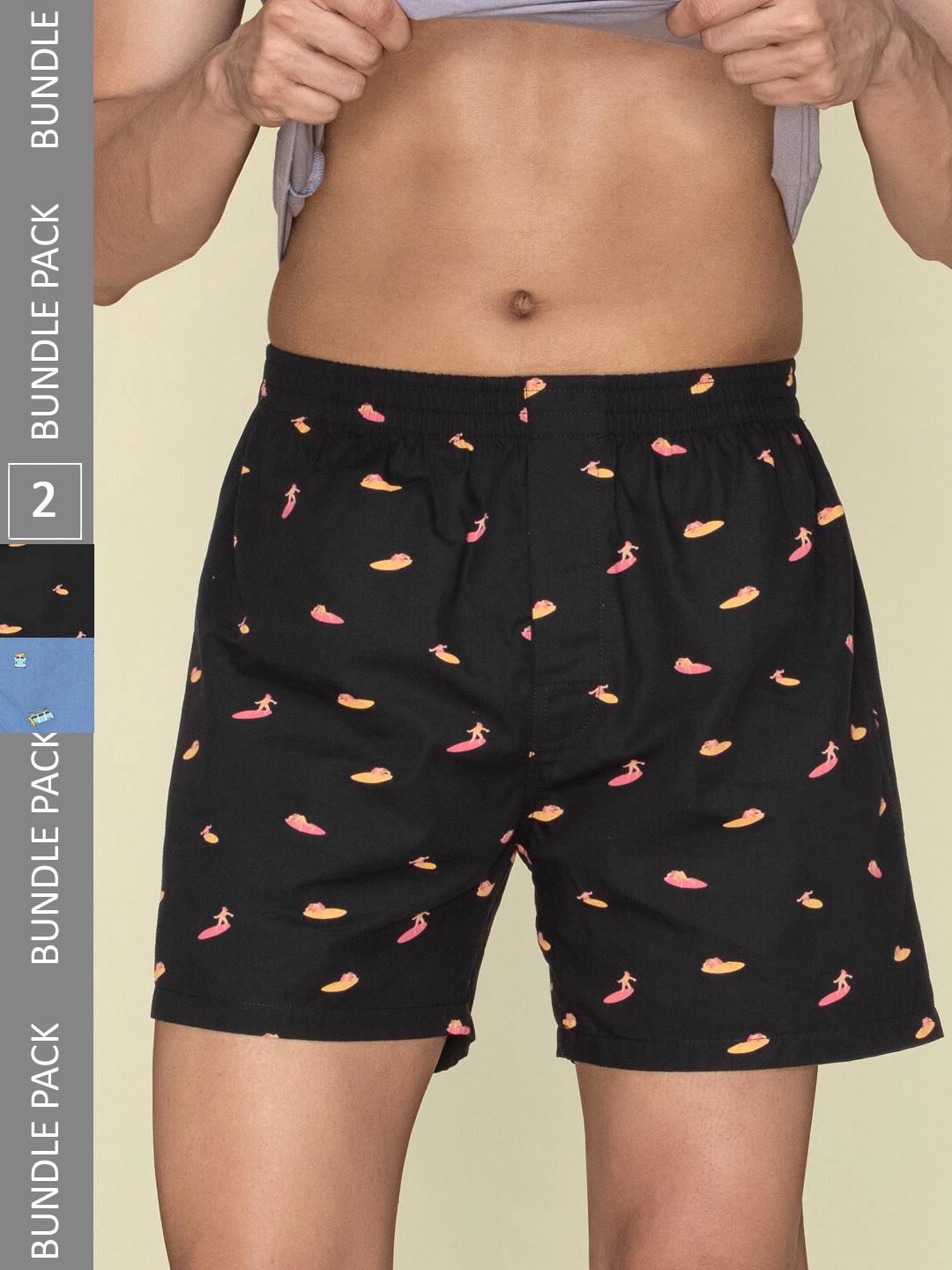 

XYXX Men Printed Pack Of 3 Combed Cotton Splash Boxer XYBOX3PCKN237, Grey