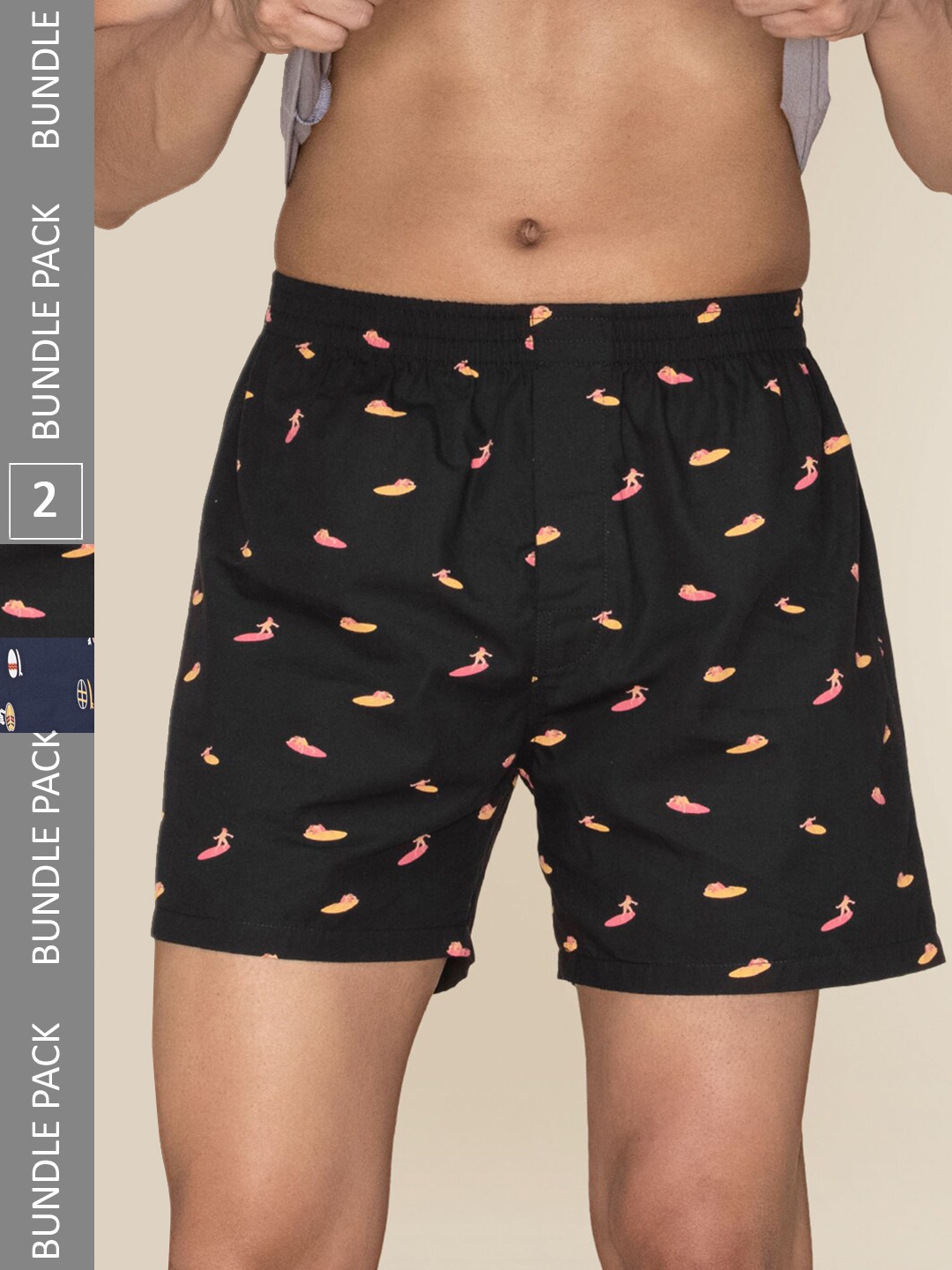 

XYXX Men Printed Pack Of 2 Combed Cotton Splash Boxer XYBOX2PCKN330, Black