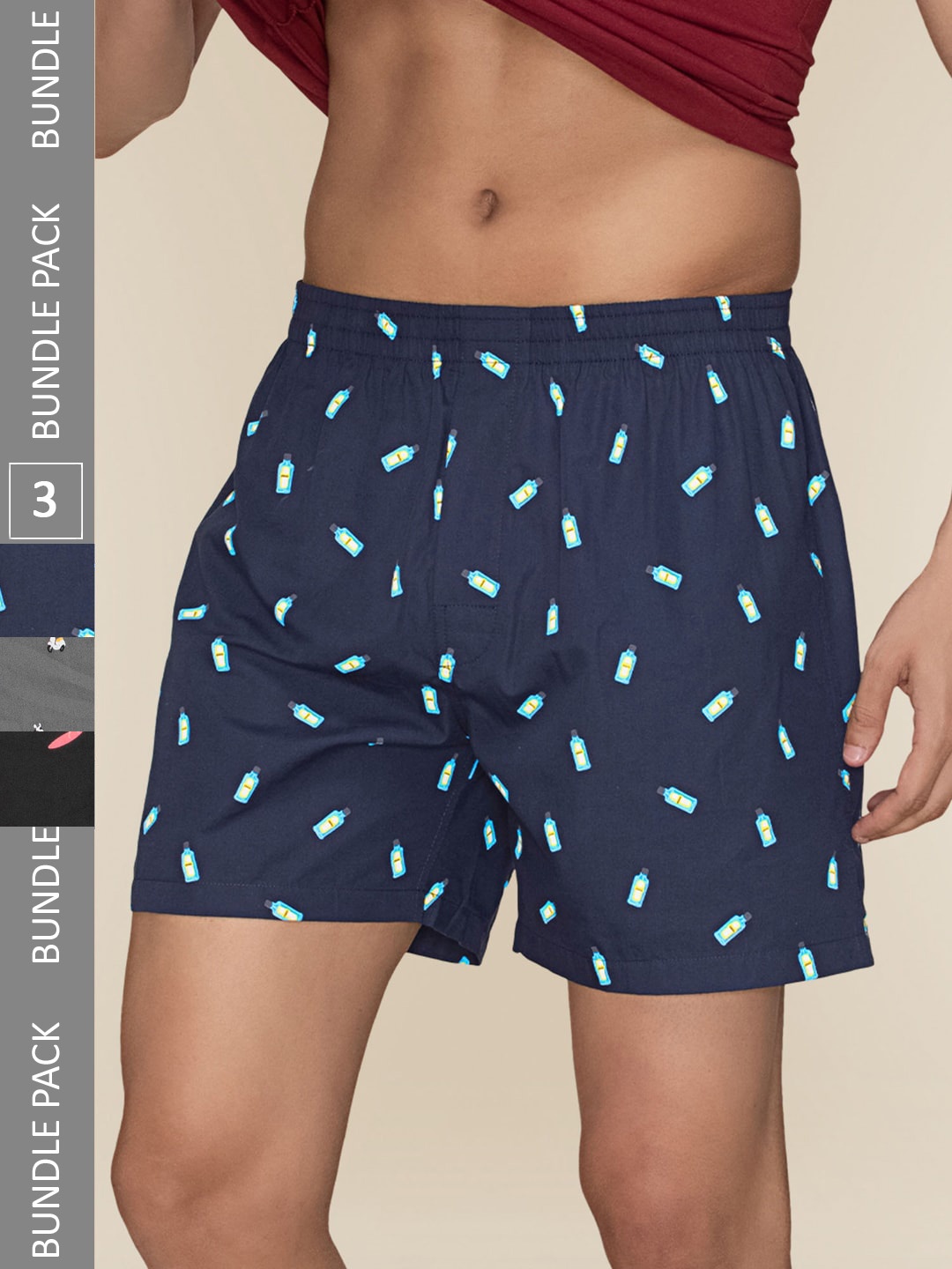 

XYXX Men Printed Pack of 3 Combed Cotton Splash Boxers-XYBOX3PCKN238, Blue