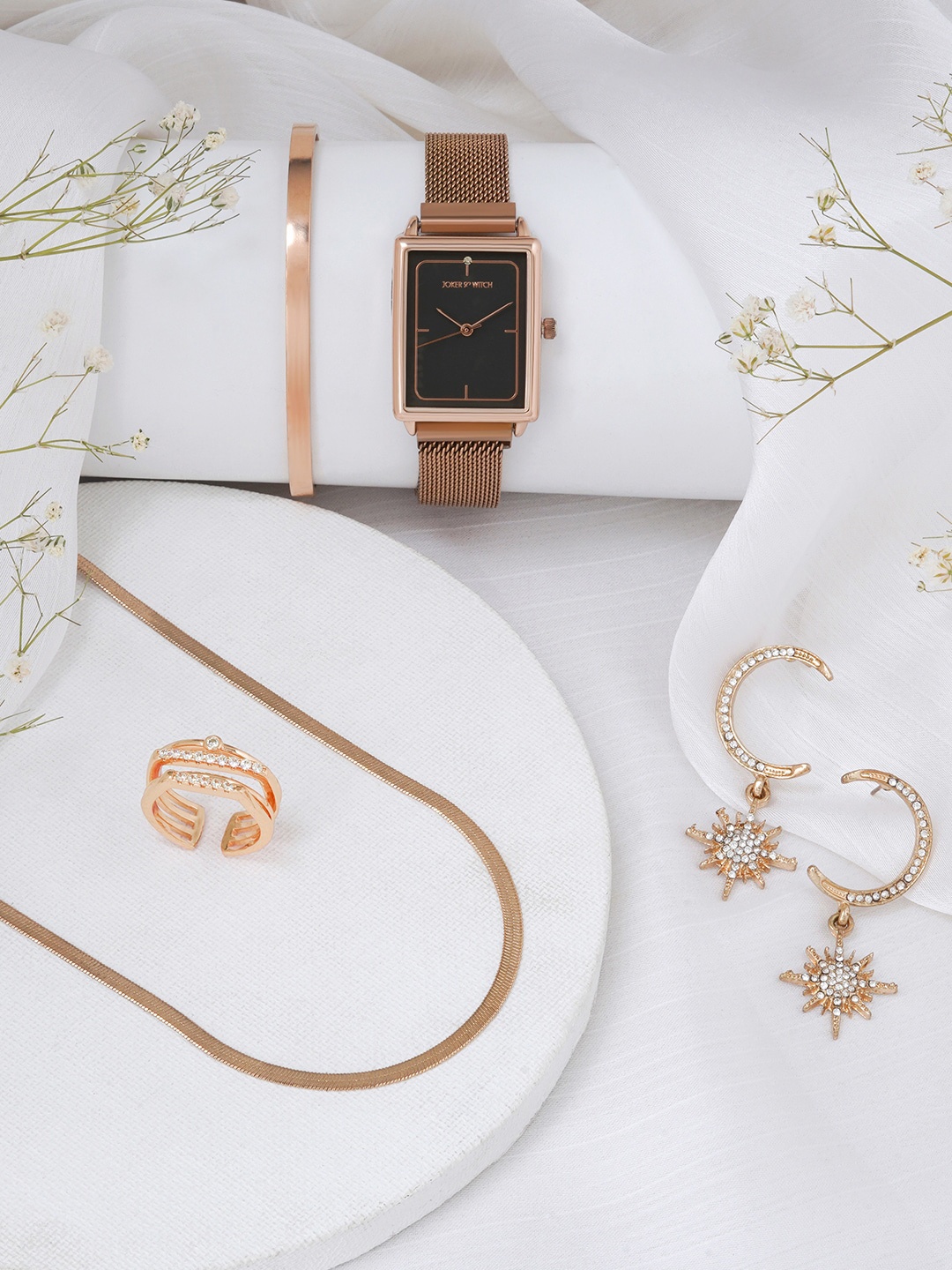 

JOKER & WITCH Stainless Steel Analogue Watch Gift Set JWLS606, Rose