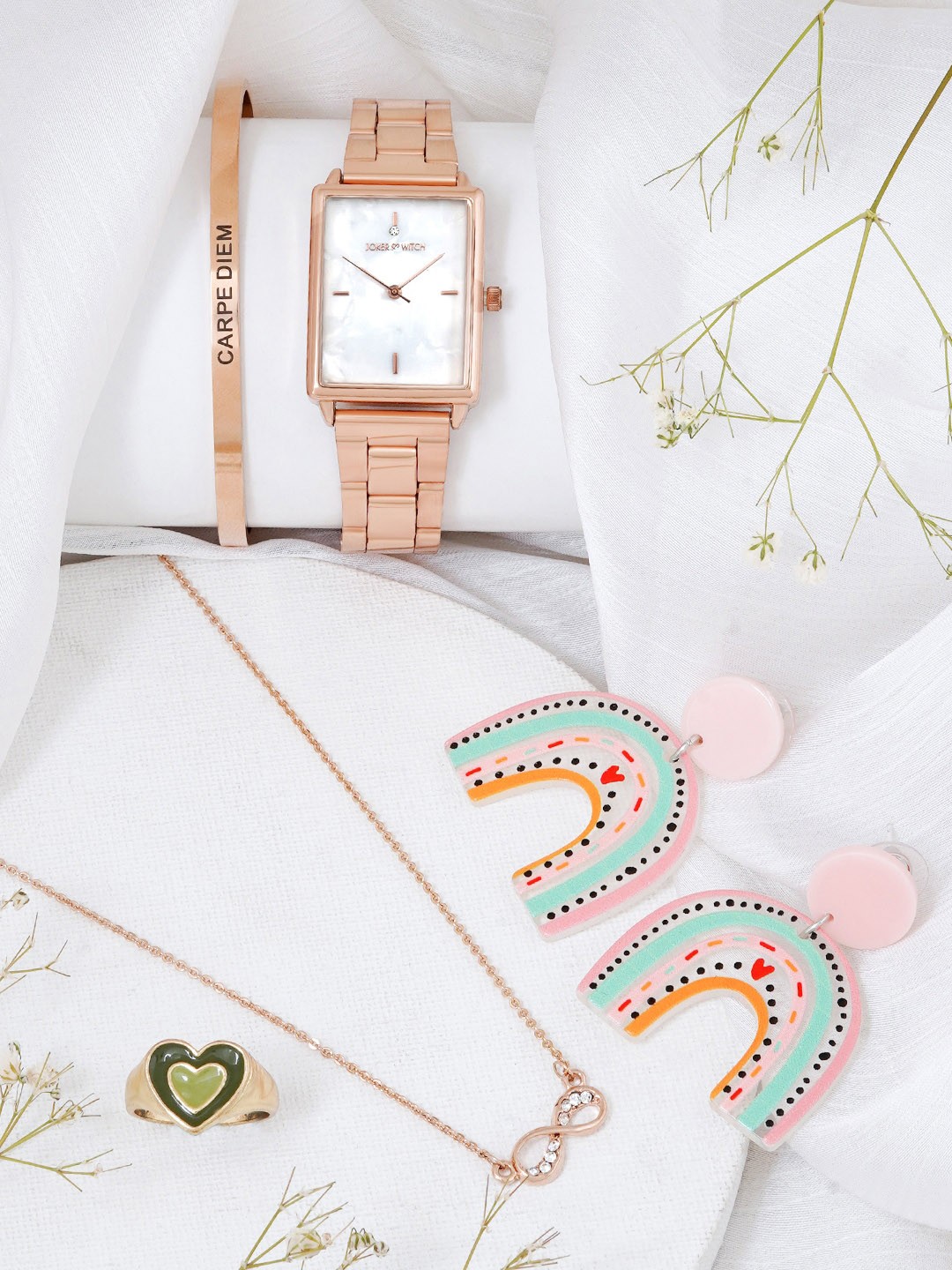 

JOKER & WITCH Women Watch Gift Set -JWLS618, Rose