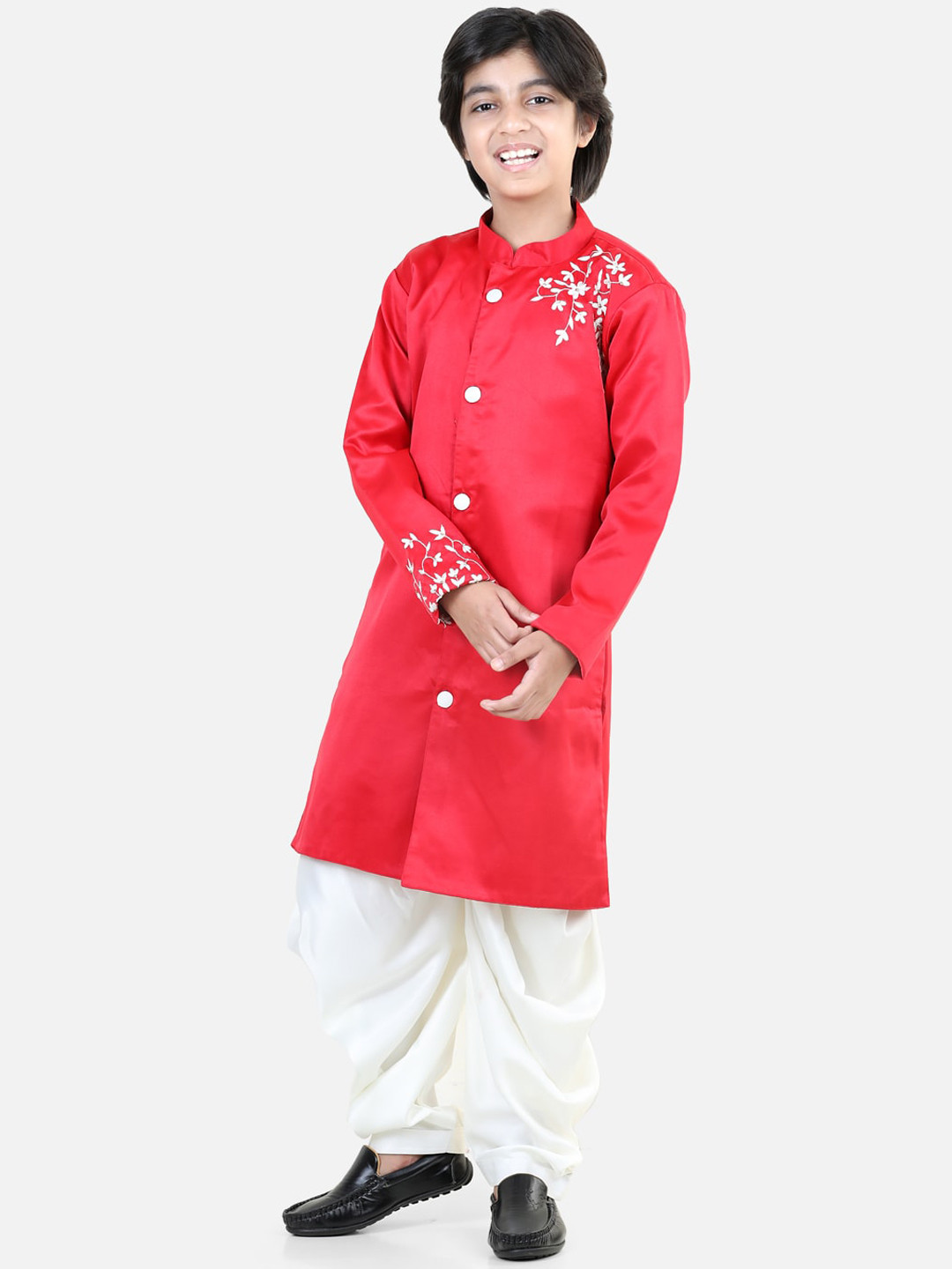 

BownBee Boys Embroidered Cotton Sherwani Set, Red