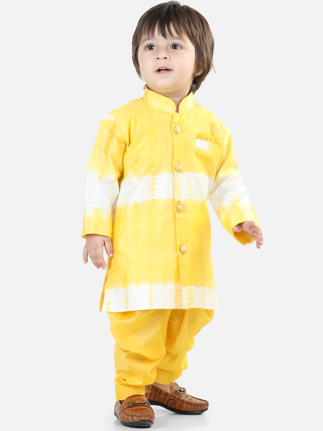 

BownBee Boys Dyed Sherwani Set, Yellow