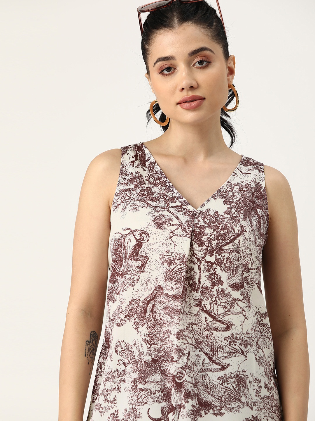 

DressBerry Abstract Print Top, Brown