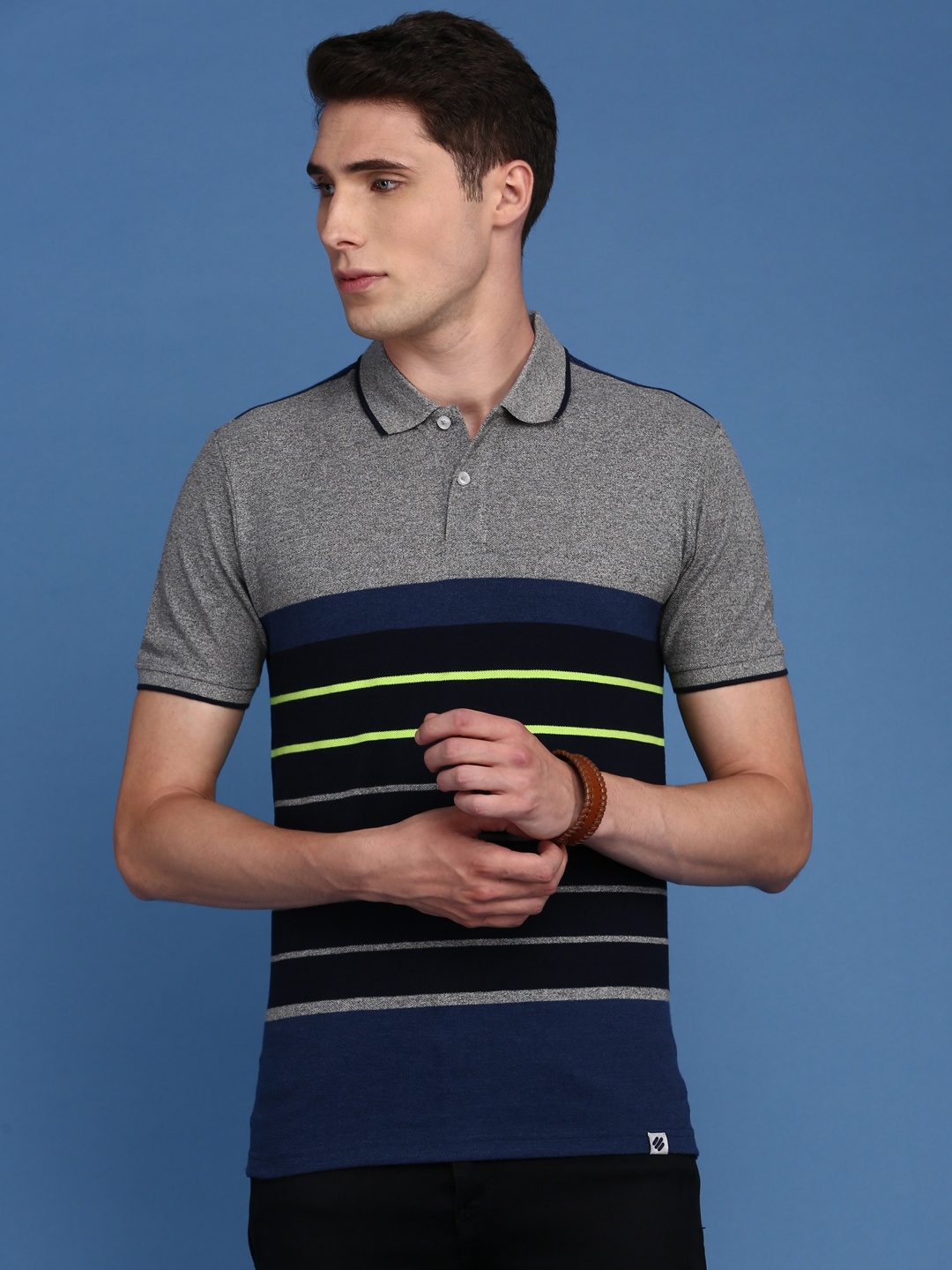 

ONN Assorted Colourblocked Polo Collar Cotton T-shirt