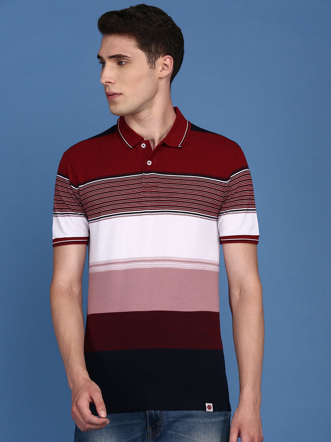 

ONN Premium Combed Cotton Striped Polo Collar Knitted T-shirt, Maroon