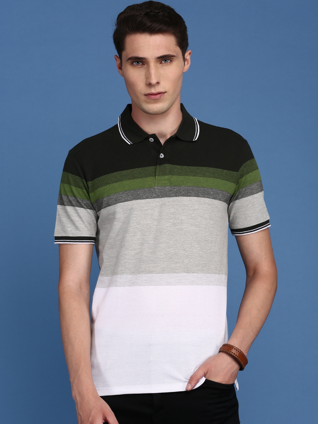 ONN Assorted Colourblocked Polo Collar Cotton T-shirt