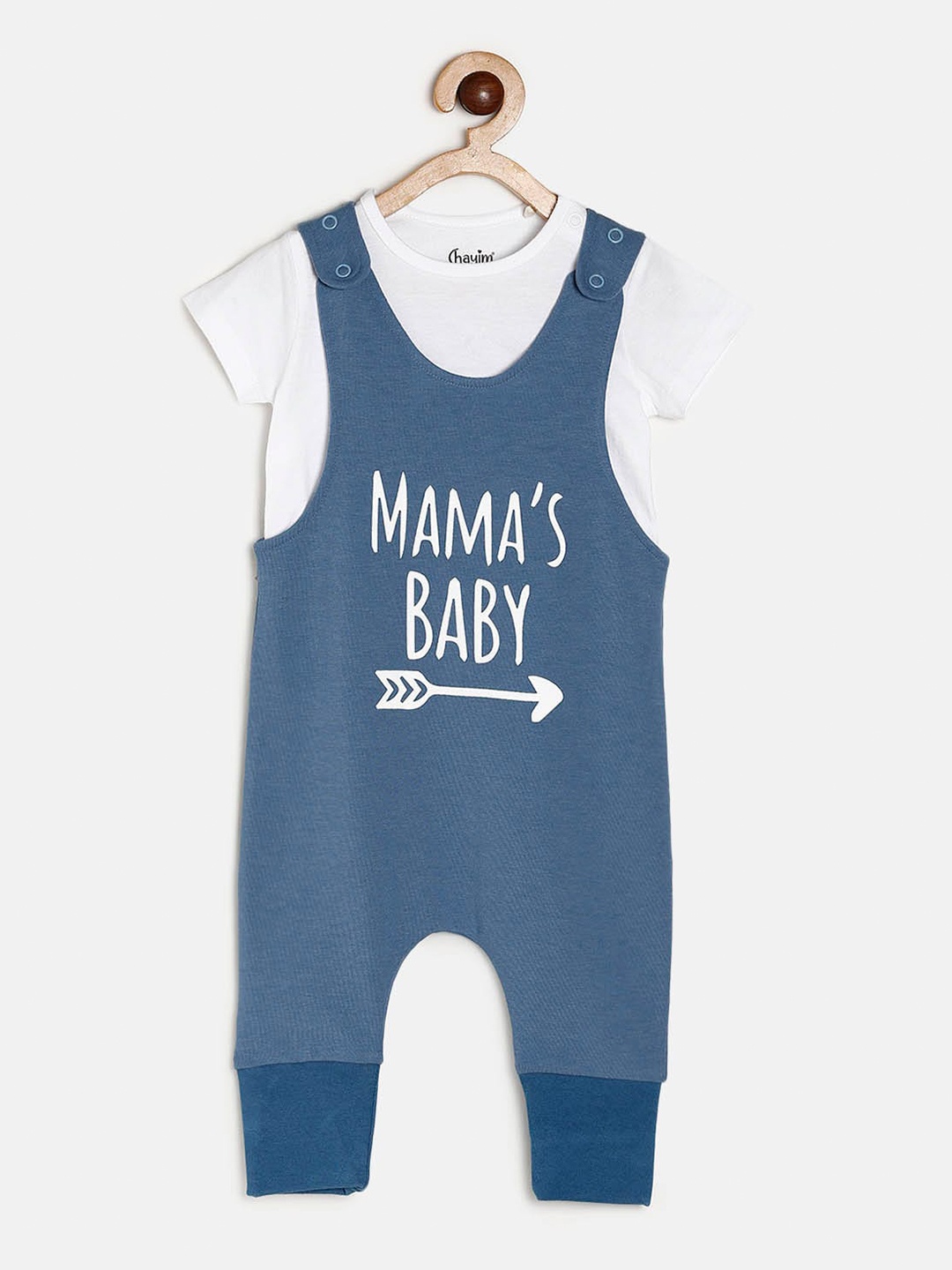 

CHAYIM Unisex Printed Dungaree With T-shirt, Blue