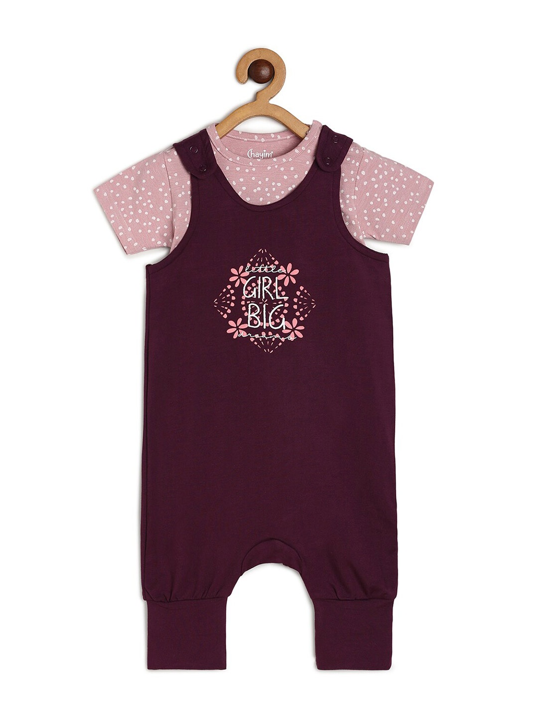 

CHAYIM Infant Unisex Graphic Printed Round Neck Cotton Casual Dungarees, Maroon
