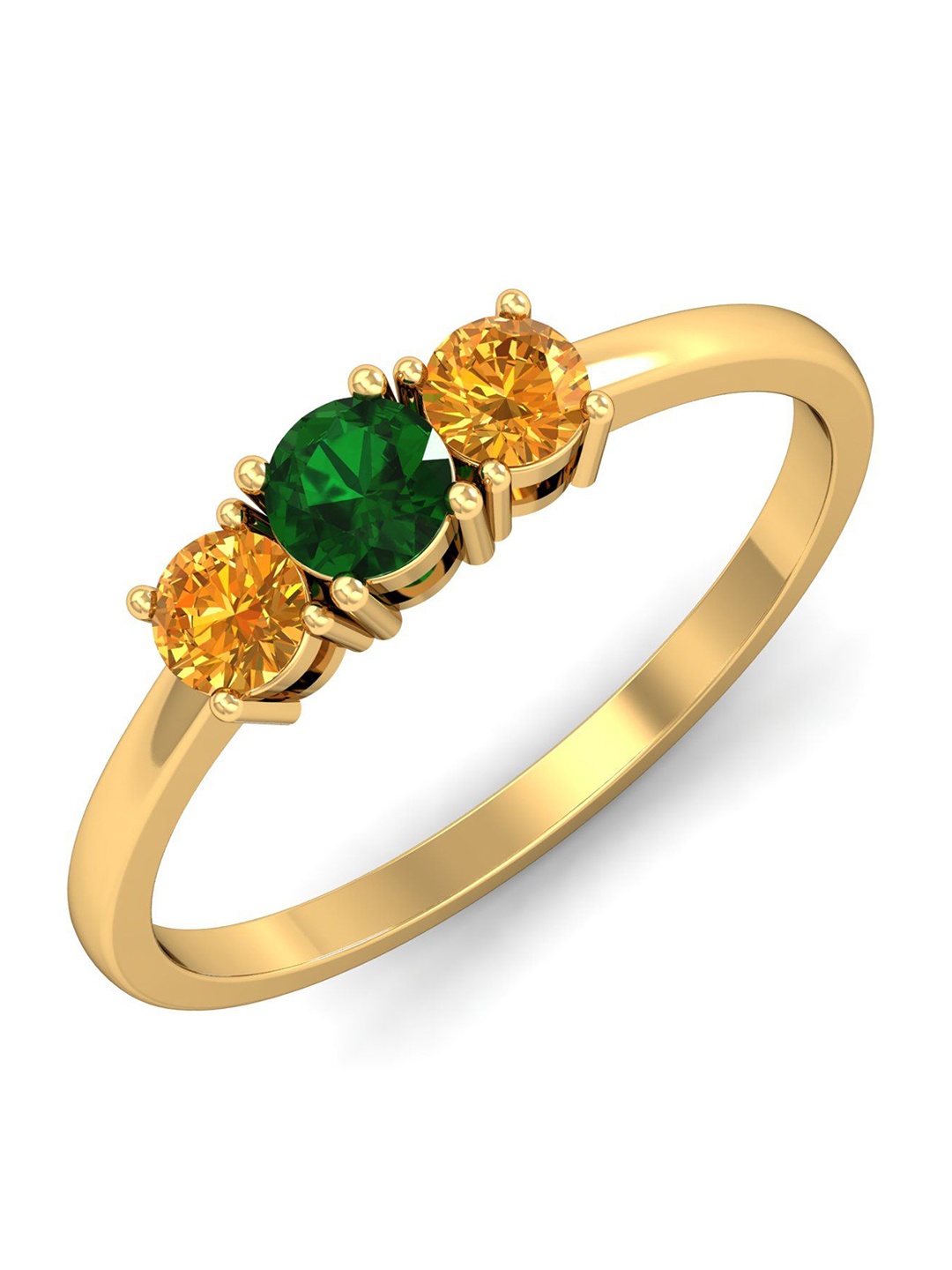 

KUBERBOX Izarre 18KT Gold Emerald & Citrine Ring-2.12gm