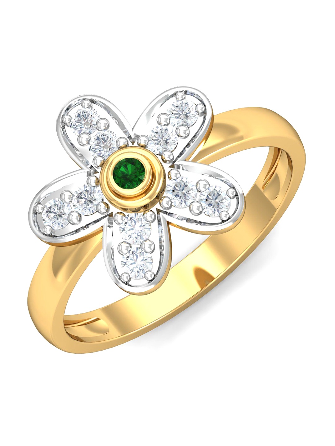 

KUBERBOX 18KT Gold Emerald & Sapphire Studded Ring - 3.15 g