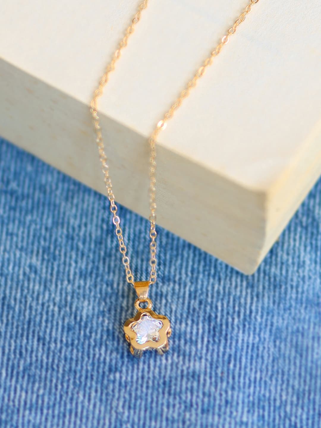 

Ayesha Gold-Plated Stone Studded Pendant With Chain