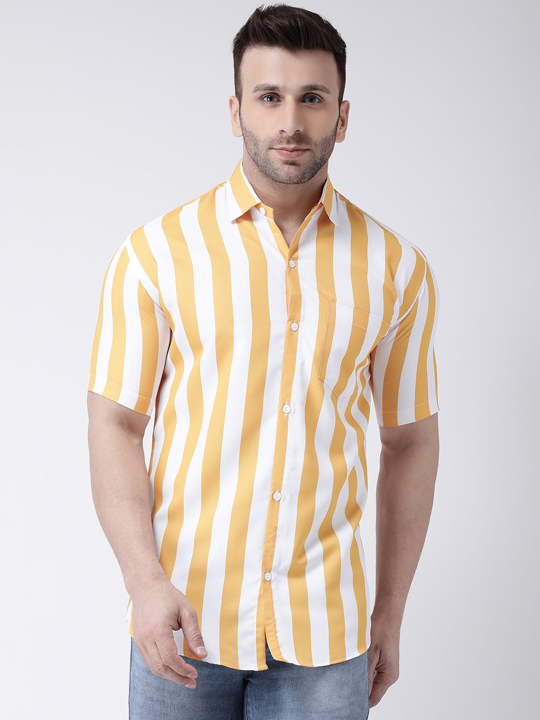 

RIAG Vertical Striped Cotton Casual Shirt, White