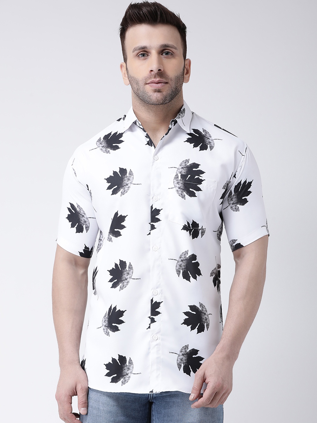 

RIAG Floral Printed Cotton Casual Shirt, White