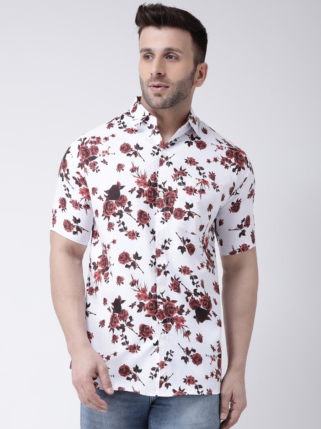 

RIAG Floral Printed Cotton Casual Shirt, White