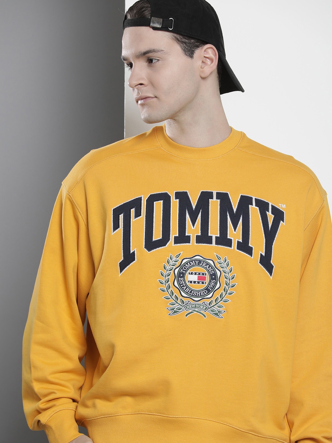 

Tommy Hilfiger Pure Cotton Brand Logo Embroidered Sweatshirt, Yellow