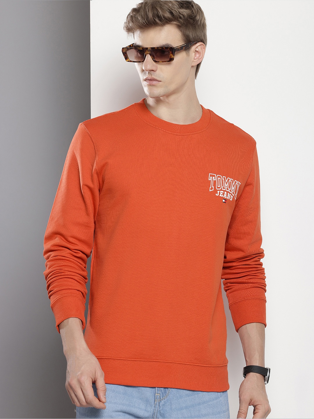 

Tommy Hilfiger Brand Logo Printed Pure Cotton Sweatshirt, Orange