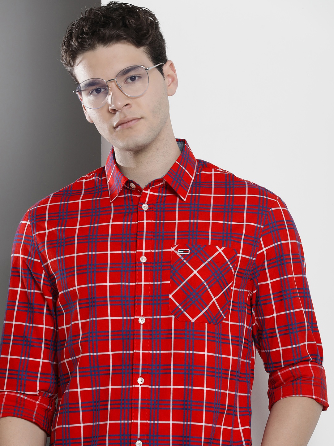 

Tommy Hilfiger Classic Fit Checked Pure Cotton Casual Shirt, Red
